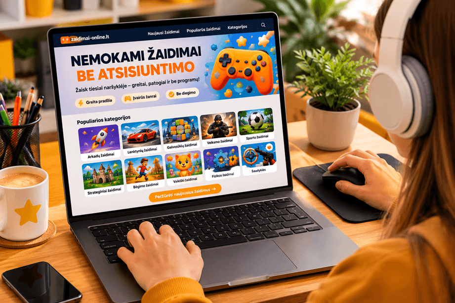 Kompiuterio ekrane atidarytas internetinis žaidimas be diegimo